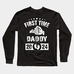 First Time Daddy 2024 1St Fathers Day 2024 For New Dad Long Sleeve T-Shirt